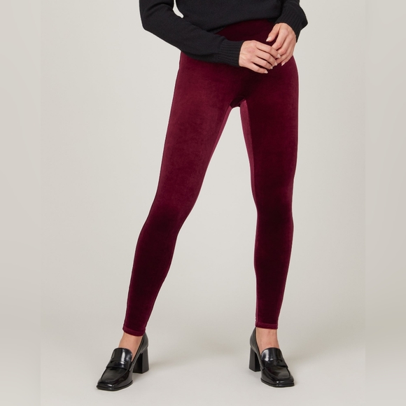 SPANX. Rich Burgundy Velvet Leggings. Small. Like new. - Picture 4 of 7